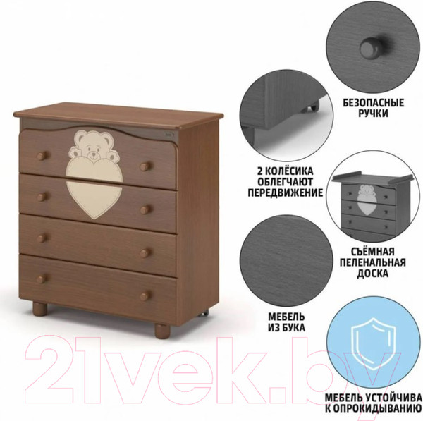 Изображение товара Комод пеленальный Nuovita Fortuna (темный орех)