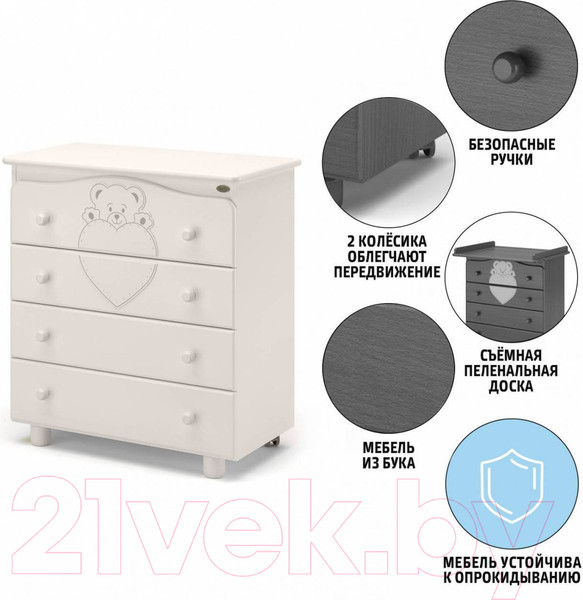 Изображение товара Комод пеленальный Nuovita Fortuna (ваниль)