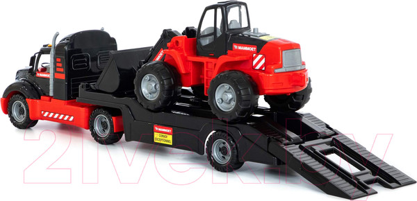 Изображение товара Набор игрушечной техники Полесье Mammoet Трейлер с трактором-погрузчиком / 57006