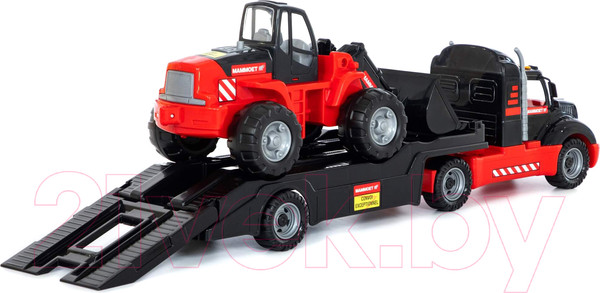 Изображение товара Набор игрушечной техники Полесье Mammoet Трейлер с трактором-погрузчиком / 57006