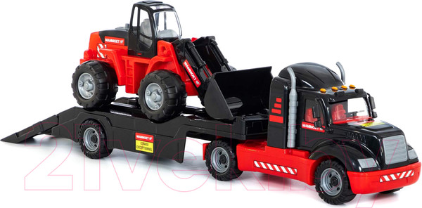 Изображение товара Набор игрушечной техники Полесье Mammoet Трейлер с трактором-погрузчиком / 57006