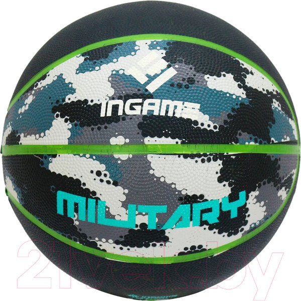 Изображение товара Баскетбольный мяч Ingame Military (размер 7, серый/зеленый)