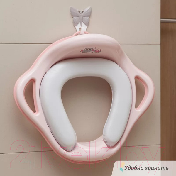 Изображение товара Детская накладка на унитаз Kidwick Шарк / KW130300 (розовый/темно-розовый/белый)