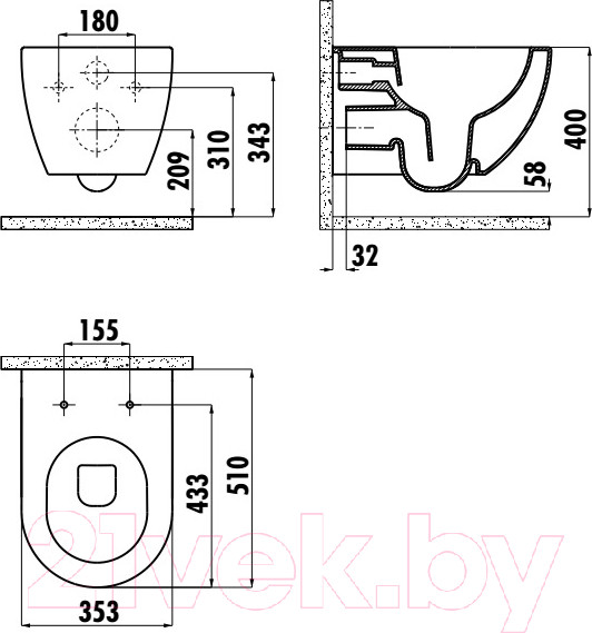 Изображение товара Унитаз подвесной Creavit Free FE322-11CB00E-0000 + KC0903.02.0000E
