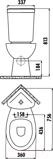 Изображение товара Унитаз напольный Creavit Sedef SD310-11CB00E-0000 + YD.SET.032.08 + KC0703.01.0000E (угловой)