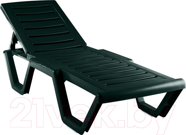 Изображение товара Шезлонг Ellastik Plast Атлант 184x62x33 (темно-зеленый)