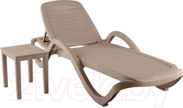 Изображение товара Шезлонг Ellastik Plast Capri Плетеный 194x73x31 (серый)