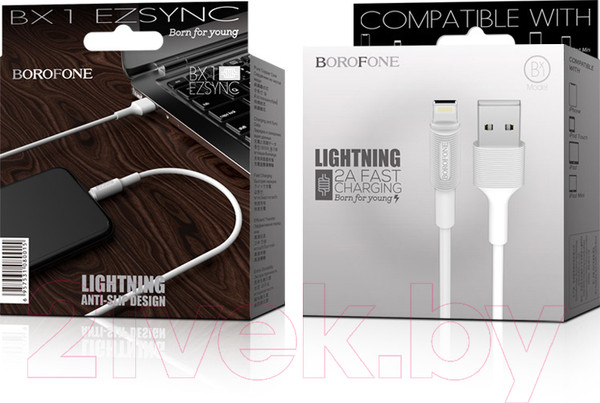 Изображение товара Кабель Borofone BX1 USB Lightning 1/50/200 (белый)