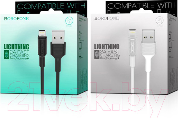 Изображение товара Кабель Borofone BX1 USB Lightning 1/50/200 (белый)