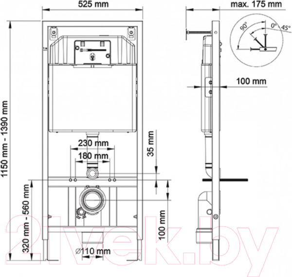 Изображение товара Унитаз подвесной с инсталляцией Berges Ego XL Rimless / 043201