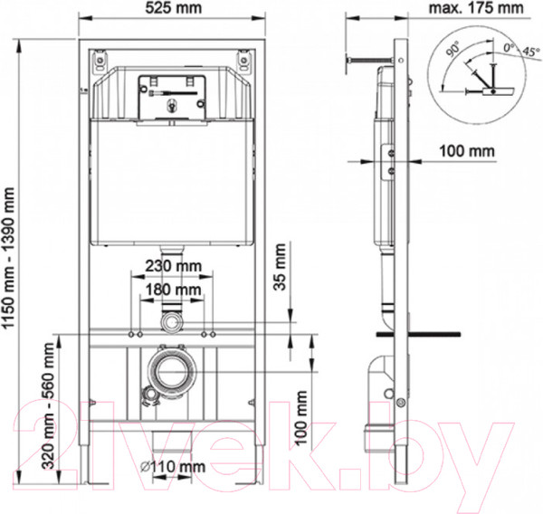 Изображение товара Унитаз подвесной с инсталляцией Berges Ego XL Rimless / 043203