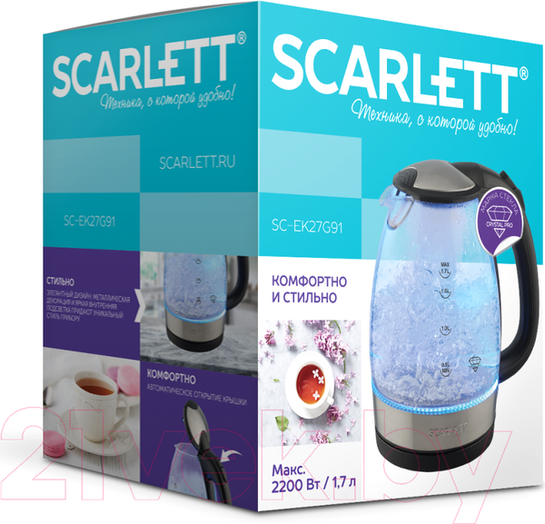 Изображение товара Электрочайник Scarlett SC-EK27G91 (черный)
