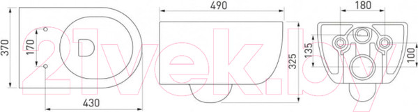 Изображение товара Унитаз подвесной с инсталляцией Berges Ego Rimless / 047253