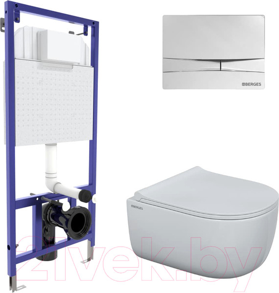 Изображение товара Унитаз подвесной с инсталляцией Berges Ego Rimless / 047253