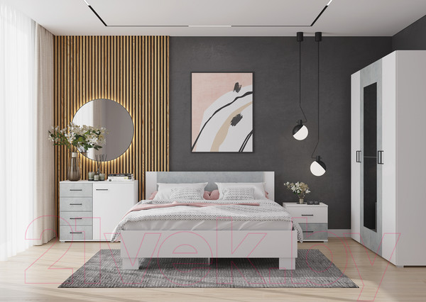 Изображение товара Каркас кровати Горизонт Мебель Nova 1.6 (белый/бетон)