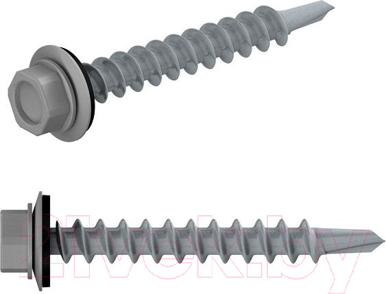 Изображение товара Саморез Starfix Кровельный по металлу 4.8x19 шайба с прокл. PT3 / SMP2-57487-100 (100шт, оцинкованный, RAL 7004 сигнальный серый)
