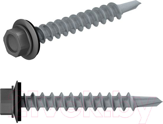 Изображение товара Саморез Starfix Кровельный по металлу 4.8x19 шайба с прокл. PT3 / SMP2-31607-100 (100шт, оцинкованный, RAL 7024 графитово-серый)