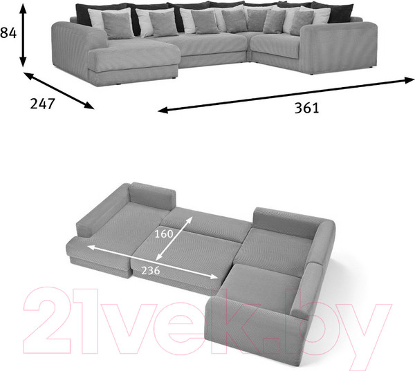 Изображение товара Диван П-образный Moon Family Мэдисон 006 80329331 / 80572090