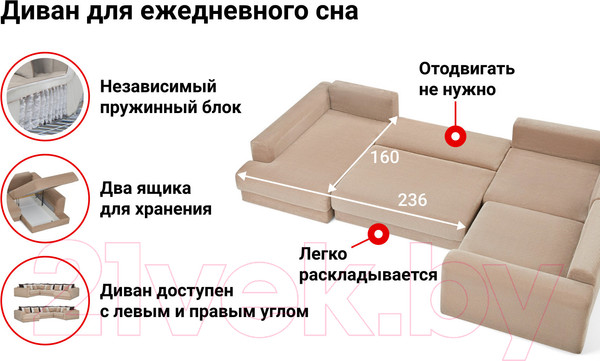 Изображение товара Диван П-образный Moon Family Мэдисон 006 80329331 / 80572090
