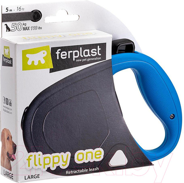Изображение товара Поводок-рулетка Ferplast Flippy One L / 75094225 (лента, синий)