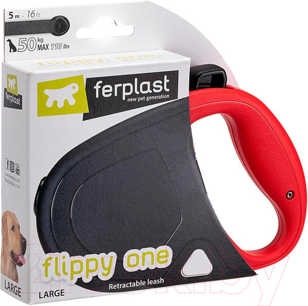Изображение товара Поводок-рулетка Ferplast Flippy One L / 75094222 (лента, красный)