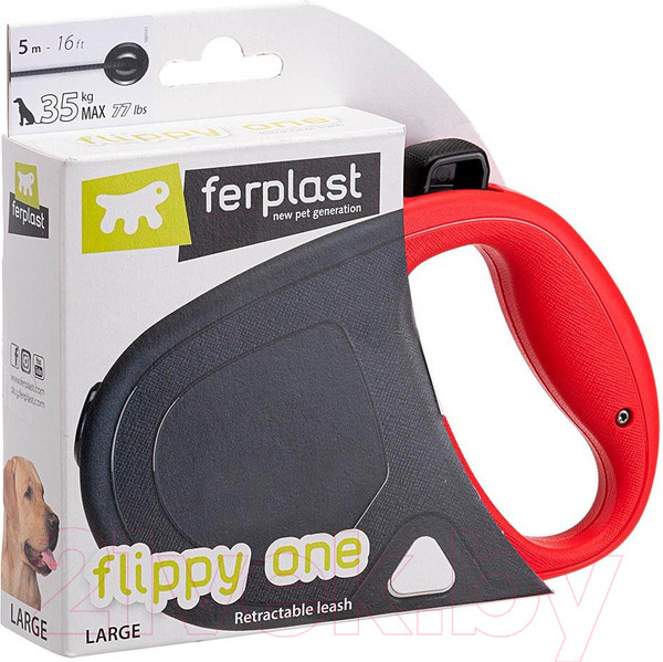 Изображение товара Поводок-рулетка Ferplast Flippy One L / 75094022 (шнур, красный)