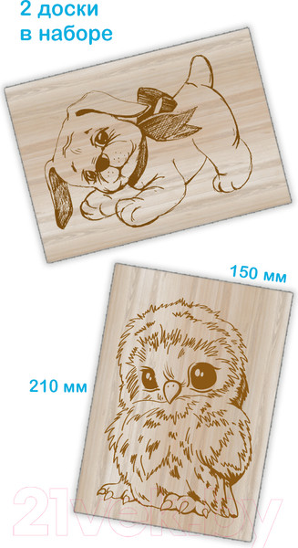 Изображение товара Набор досок для выжигания Десятое королевство Совенок и щенок / 01775