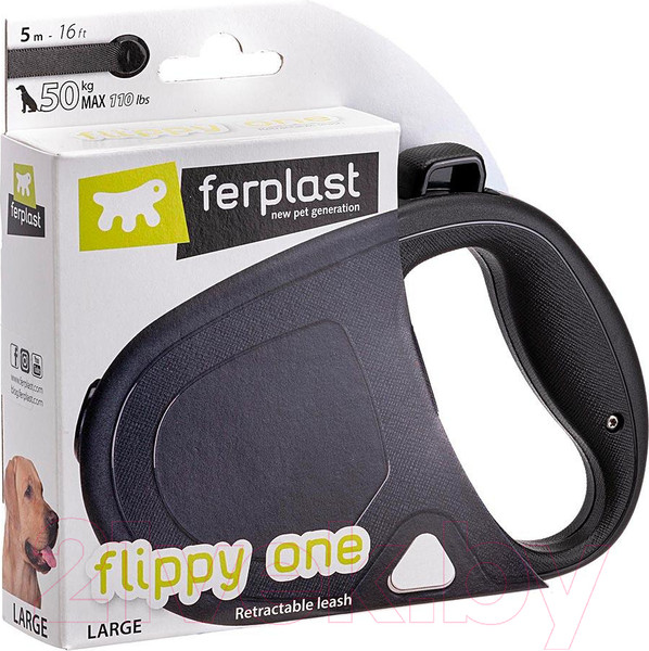 Изображение товара Поводок-рулетка Ferplast Flippy One M / 75093217 (лента, черный)