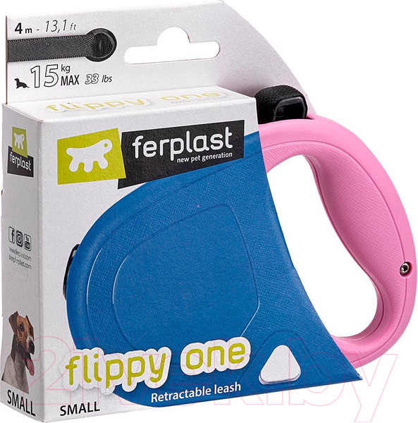 Изображение товара Поводок-рулетка Ferplast Flippy One S / 75092216 (лента, розовый)