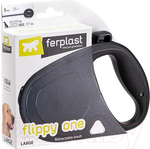 Изображение товара Поводок-рулетка Ferplast Flippy One S / 75092017 (шнур, черный)