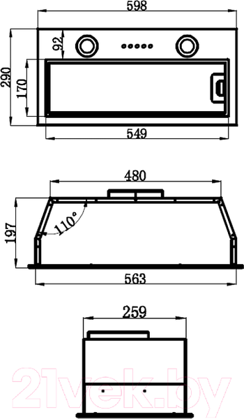 Изображение товара Вытяжка скрытая Maunfeld Thames 601M  (белый)