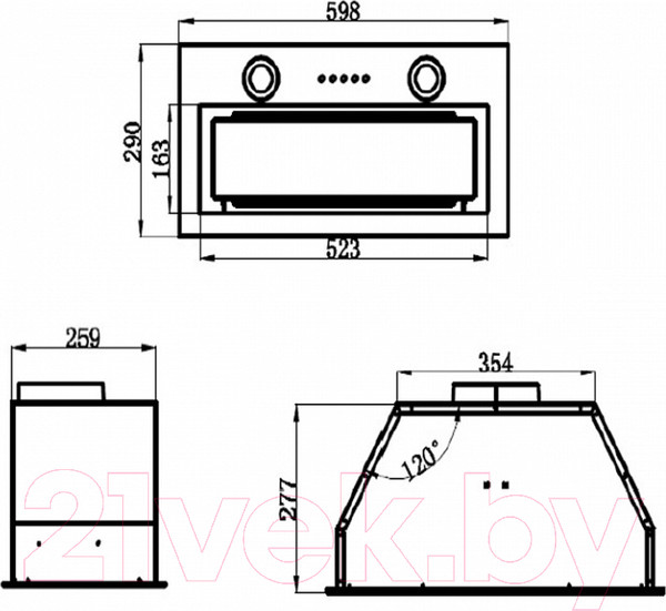 Изображение товара Вытяжка скрытая Maunfeld Trapeze 602M  (нержавеющая сталь)