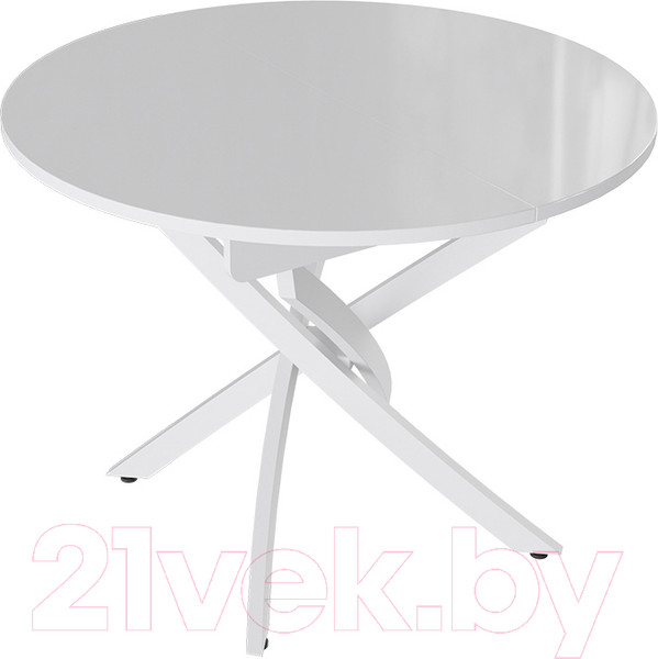 Изображение товара Обеденный стол ТриЯ Diamond тип 3 КМ+02.68.000.168 (белый муар/белый глянец)