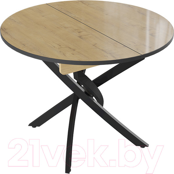 Изображение товара Обеденный стол ТриЯ Diamond тип 3 КМ+02.68.000.168 (черный муар/бунратти глянец)