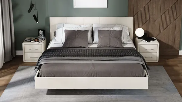 Изображение товара Двуспальная кровать ТриЯ Элис тип 1 с мягкой обивкой 180x200 (светлый)