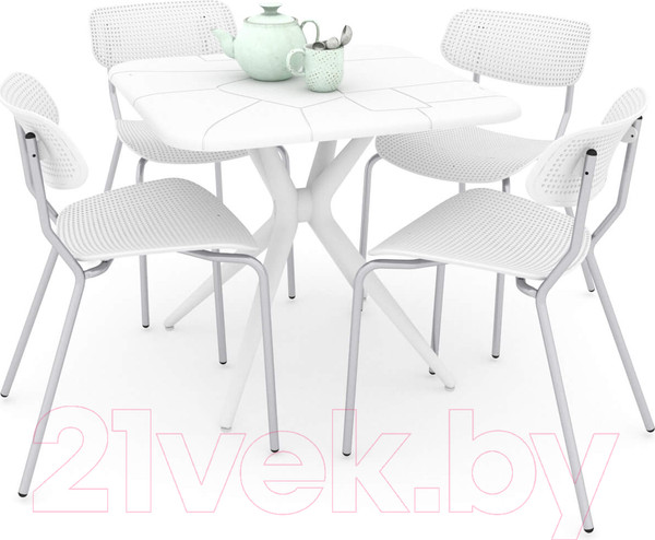 Изображение товара Обеденная группа Sheffilton SHT-DS129 (белый/хром лак)