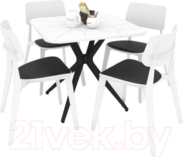Изображение товара Обеденная группа Sheffilton SHT-DS135 (белый/черный)