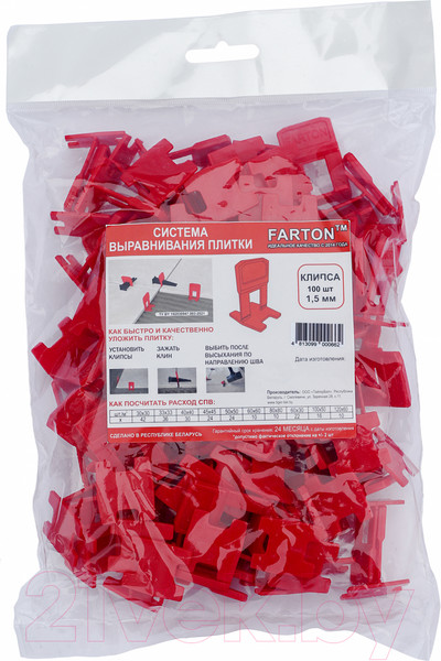 Изображение товара Клипсы для выравнивания плитки Farton 1.5мм (100шт)