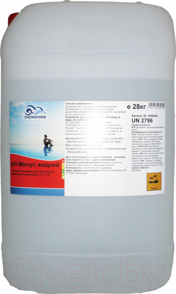 Изображение товара Средство для регулировки pH Chemoform pH-Mинус жидкое (28кг)