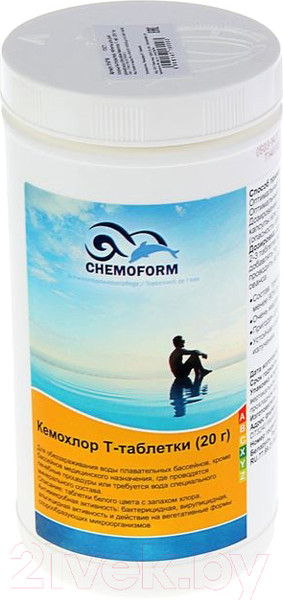 Изображение товара Средство для бассейна дезинфицирующее Chemoform Кемохлор Т в таблетках по 20г (1кг)