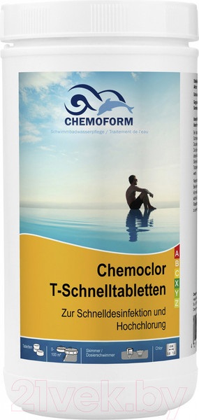 Изображение товара Средство для бассейна дезинфицирующее Chemoform Кемохлор Т быстрорастворимые таблетки (1кг)