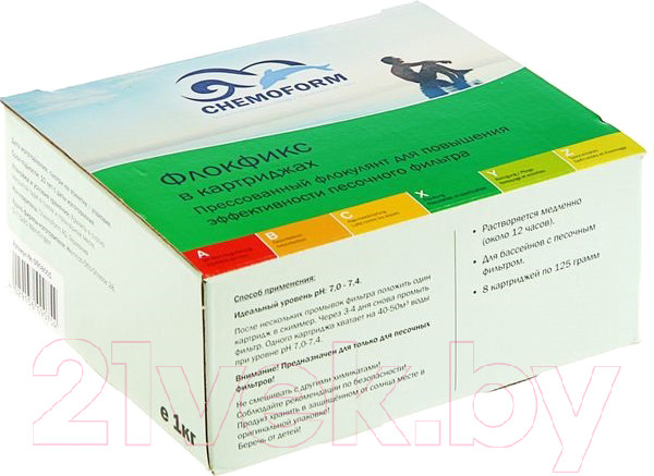 Изображение товара Коагулянт для бассейна Chemoform Флокфикс в картриджах по 125г (1кг)