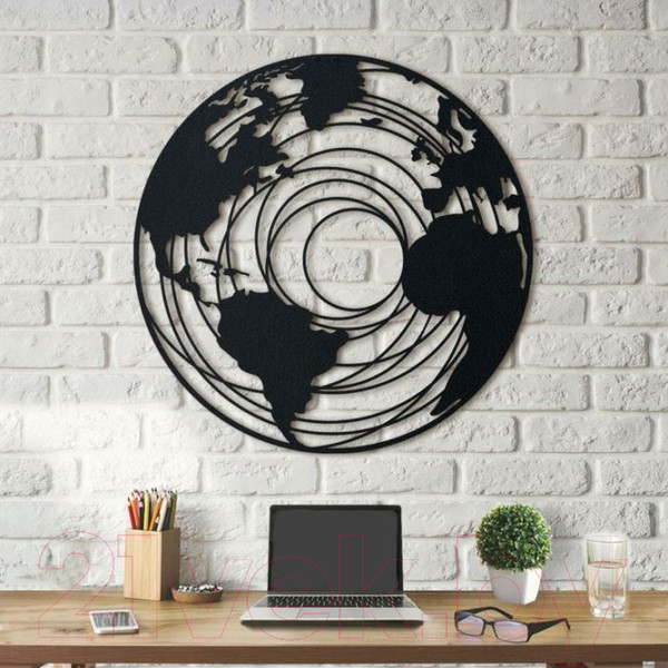 Изображение товара Декор настенный Arthata Планета Земля 50x50-B / 061-1 (черный)