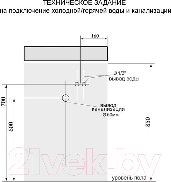 Изображение товара Умывальник Berge BRS-6060 Gloss (с сифоном)