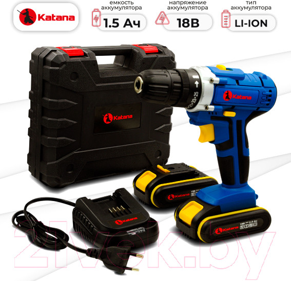 Изображение товара Аккумуляторная дрель-шуруповерт Katana PROdrive 1815 (кейс)