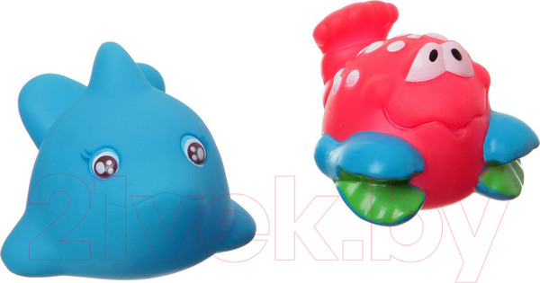 Изображение товара Набор игрушек для ванной Bondibon Дельфин, краб / ВВ1387