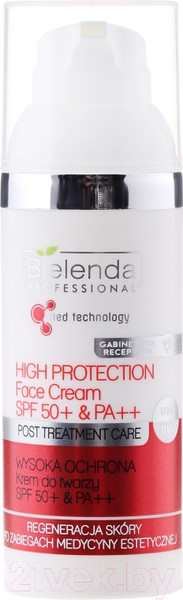 Изображение товара Крем для лица Bielenda Professional Post Treatment Care Высокая защита SPF50 & PA++ (50мл)