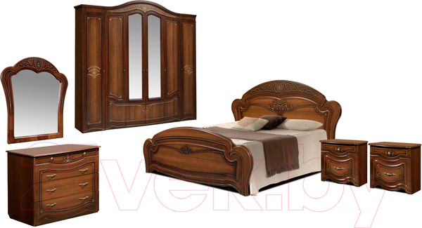 Изображение товара Комплект мебели для спальни ФорестДекоГрупп Луиза 6.1 (орех)