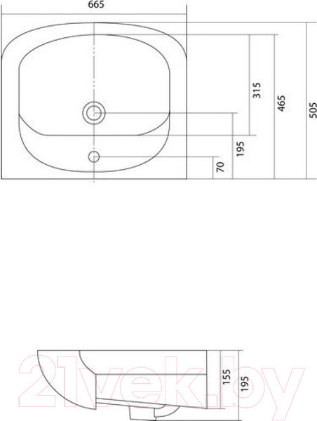 Изображение товара Тумба с умывальником Акватон Минима 65 Н (1A1042K1MN010)