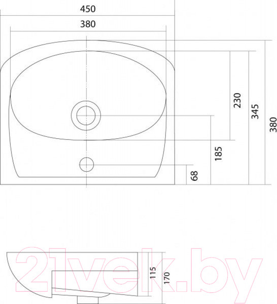 Изображение товара Тумба с умывальником Акватон Мира 45 Н (1A1044K1MR010)